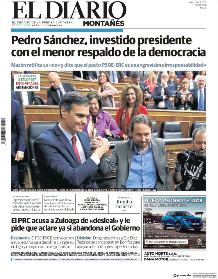 Portada de El Diario Montañés (España)