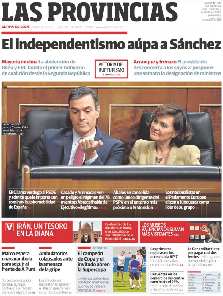 Portada de Las Provincias (España)