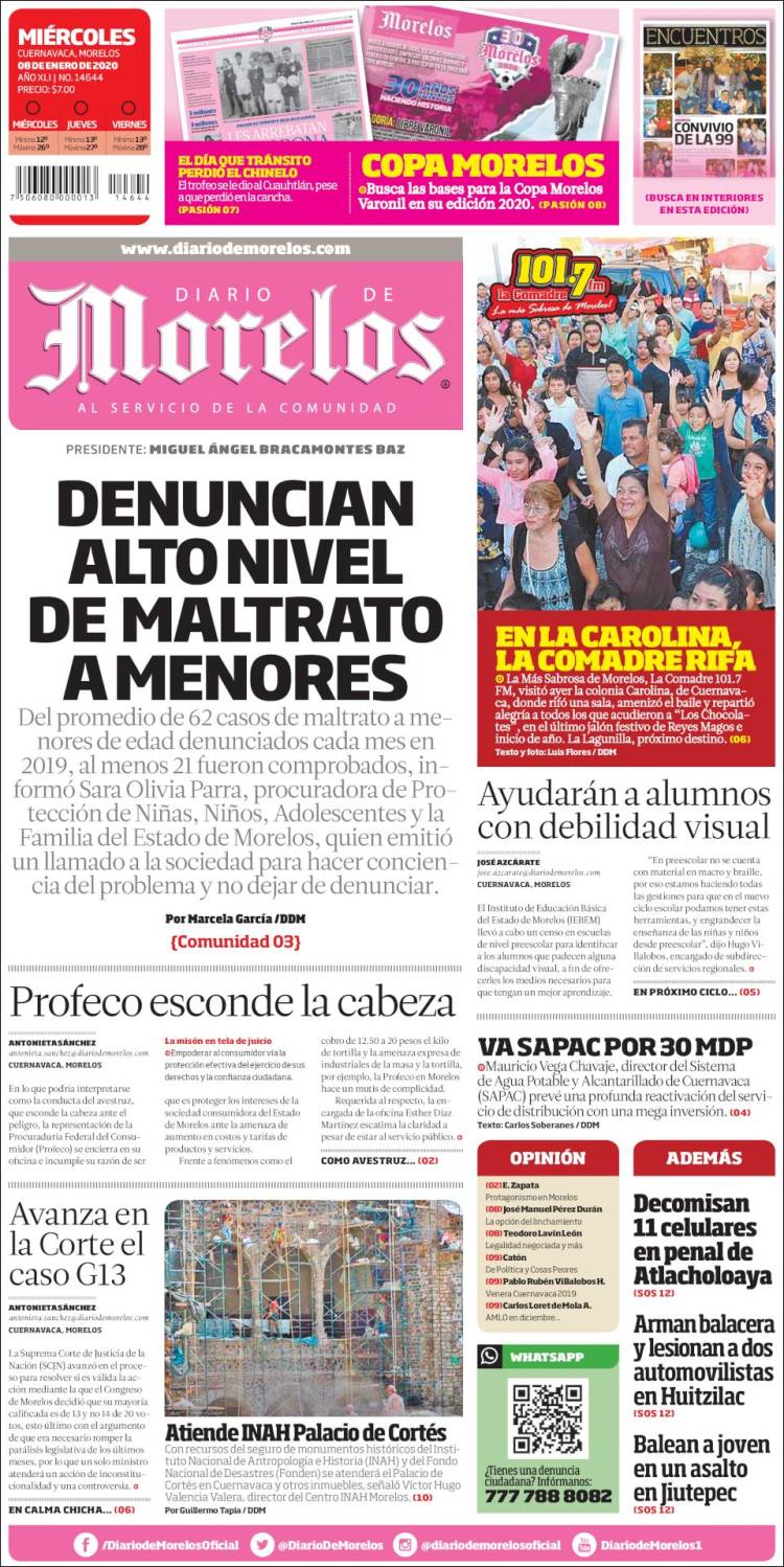 Portada de Diario de Morelos (México)