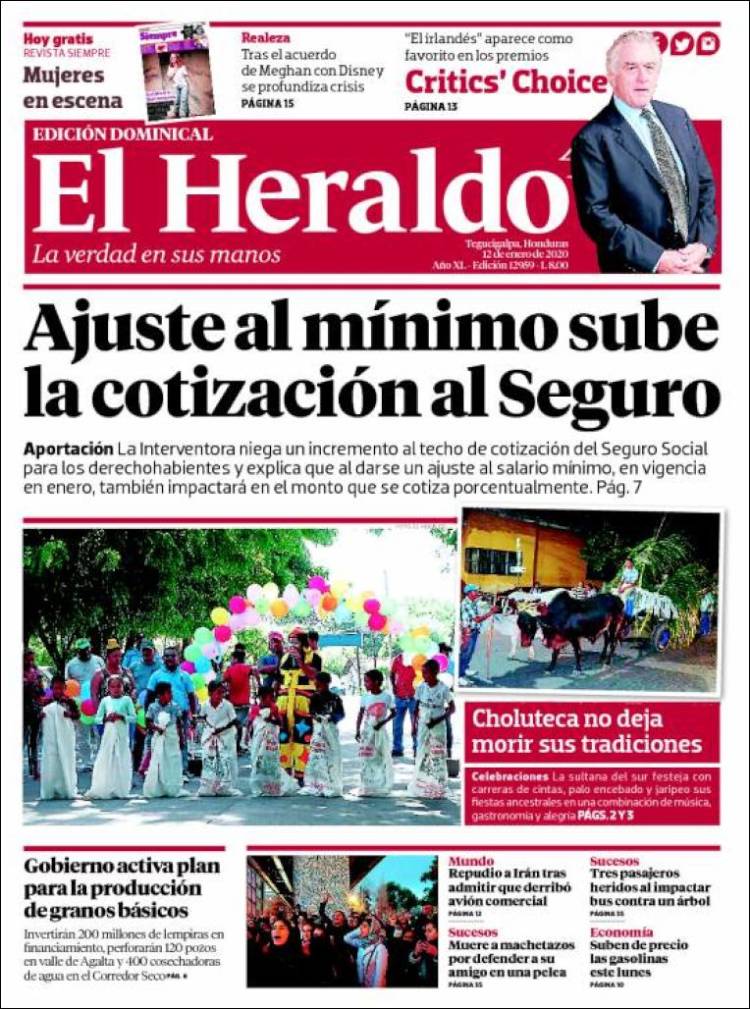 Portada de El Heraldo (Honduras)