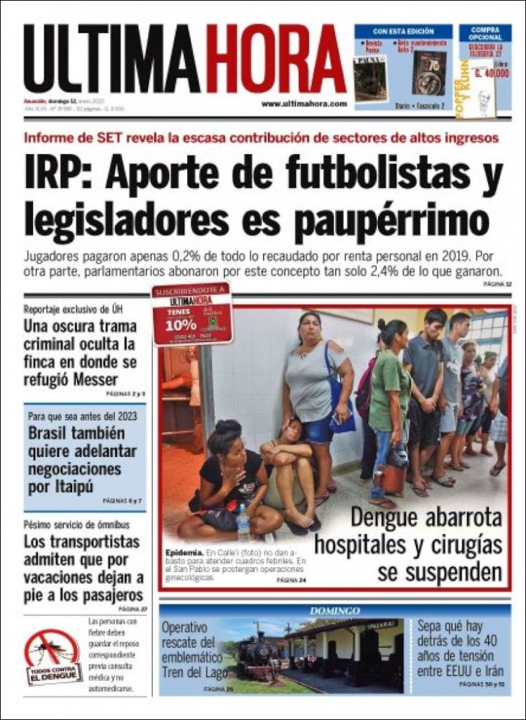 Portada de Última Hora (Paraguay)