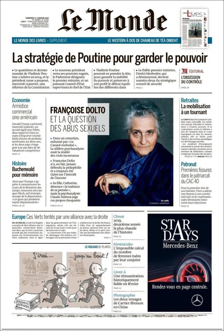 Portada de Le Monde (Francia)