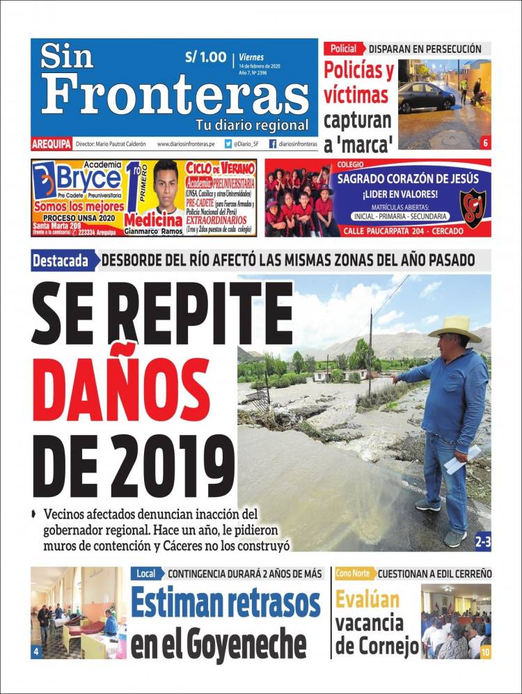 Portada de Diario Sin Fronteras (Perú)