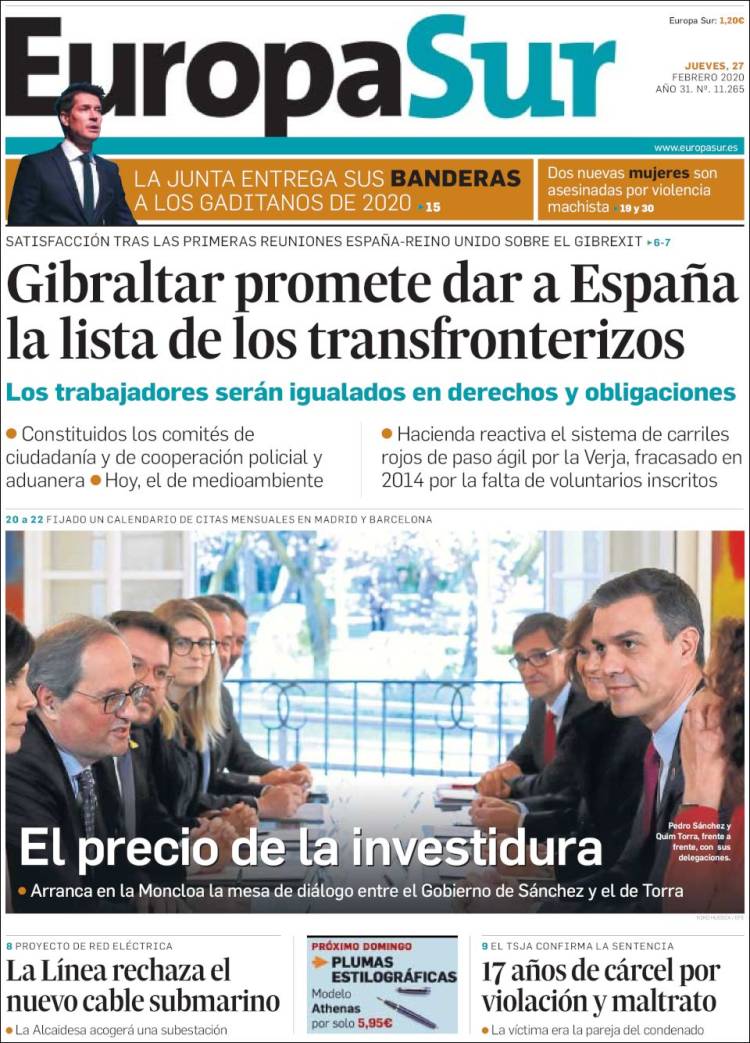 Periódico Europa Sur (España). Periódicos de España. Toda la prensa de