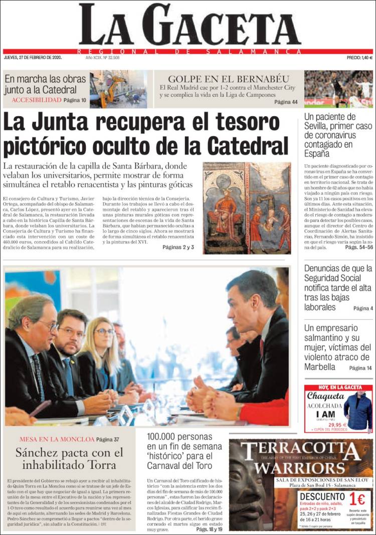 Portada de La Gaceta de Salamanca (España)