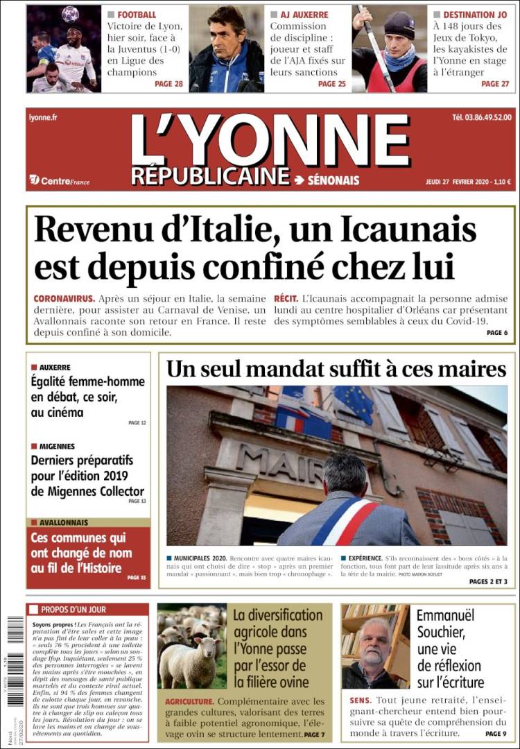 Portada de L'Yonne-Républicaine (Francia)