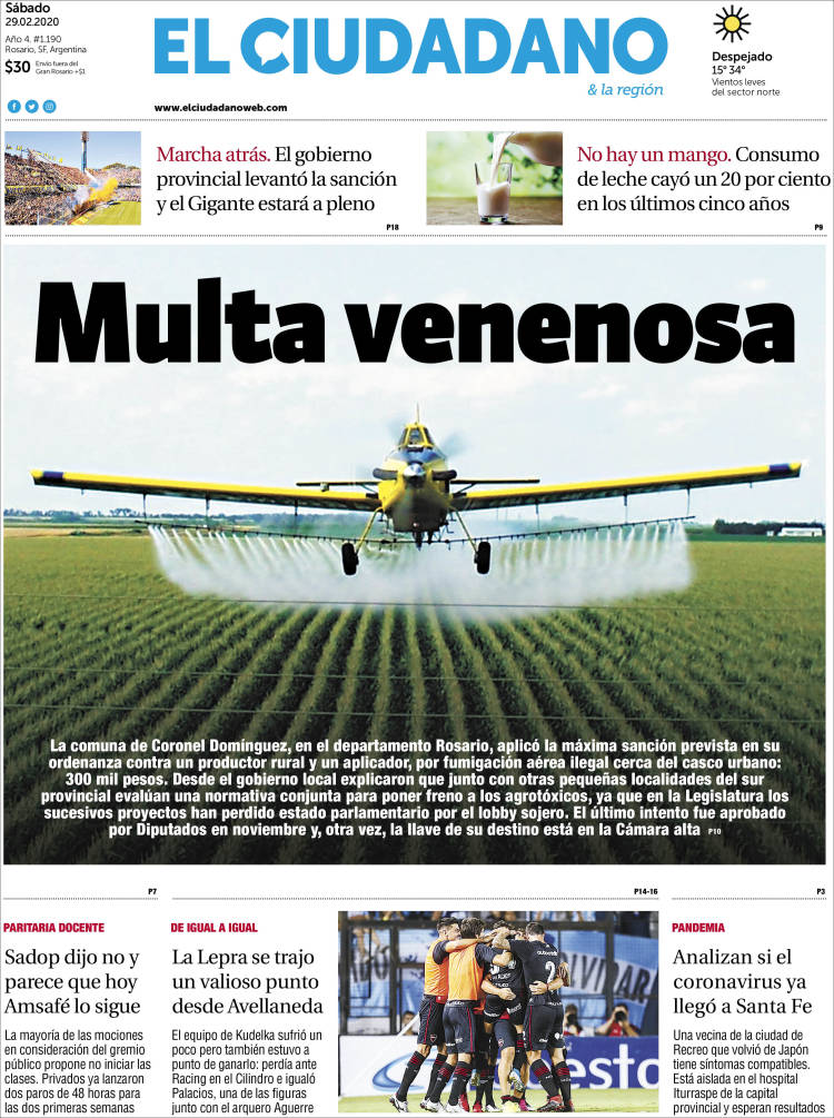 Portada de Diario El Ciudadano (Argentina)