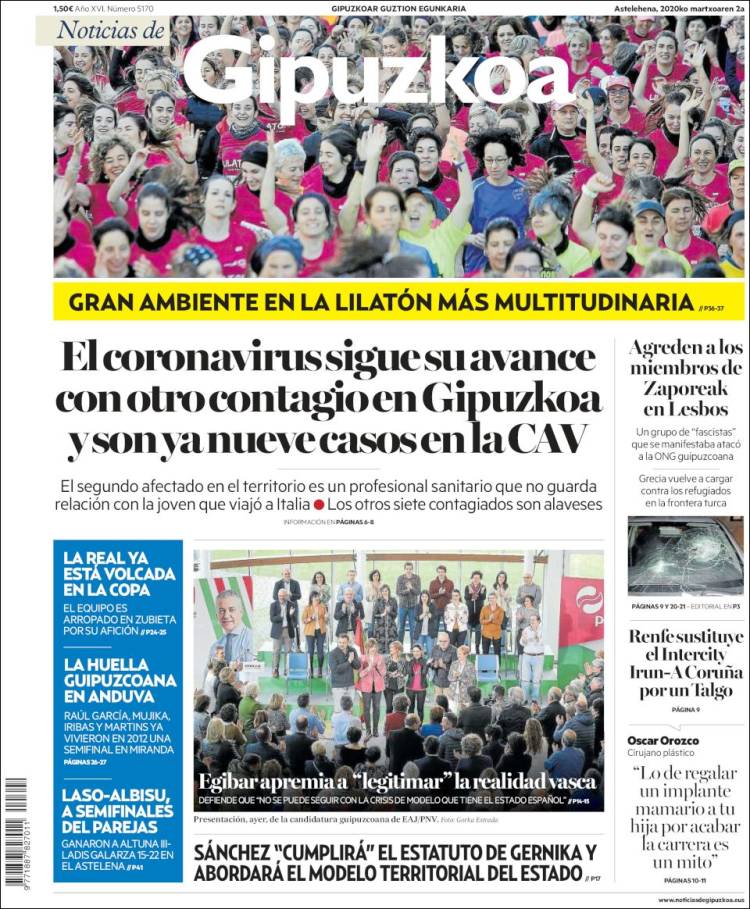 Portada de Noticias de Gipuzkoa (España)