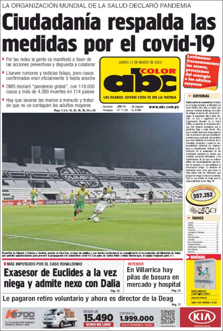 Portada de ABC Color (Paraguay)
