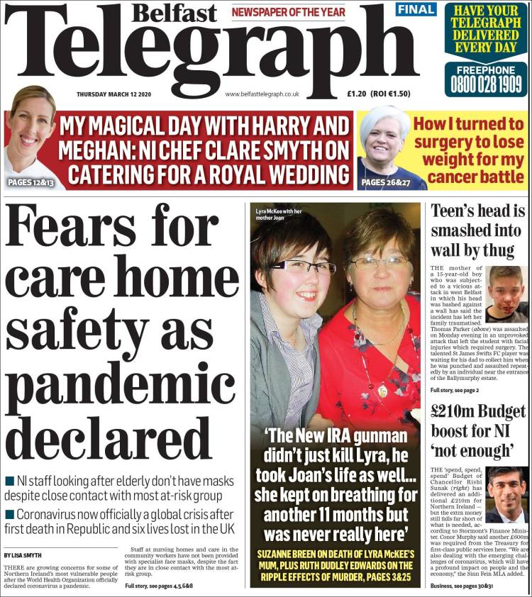 Portada de Belfast Telegraph (Reino Unido)