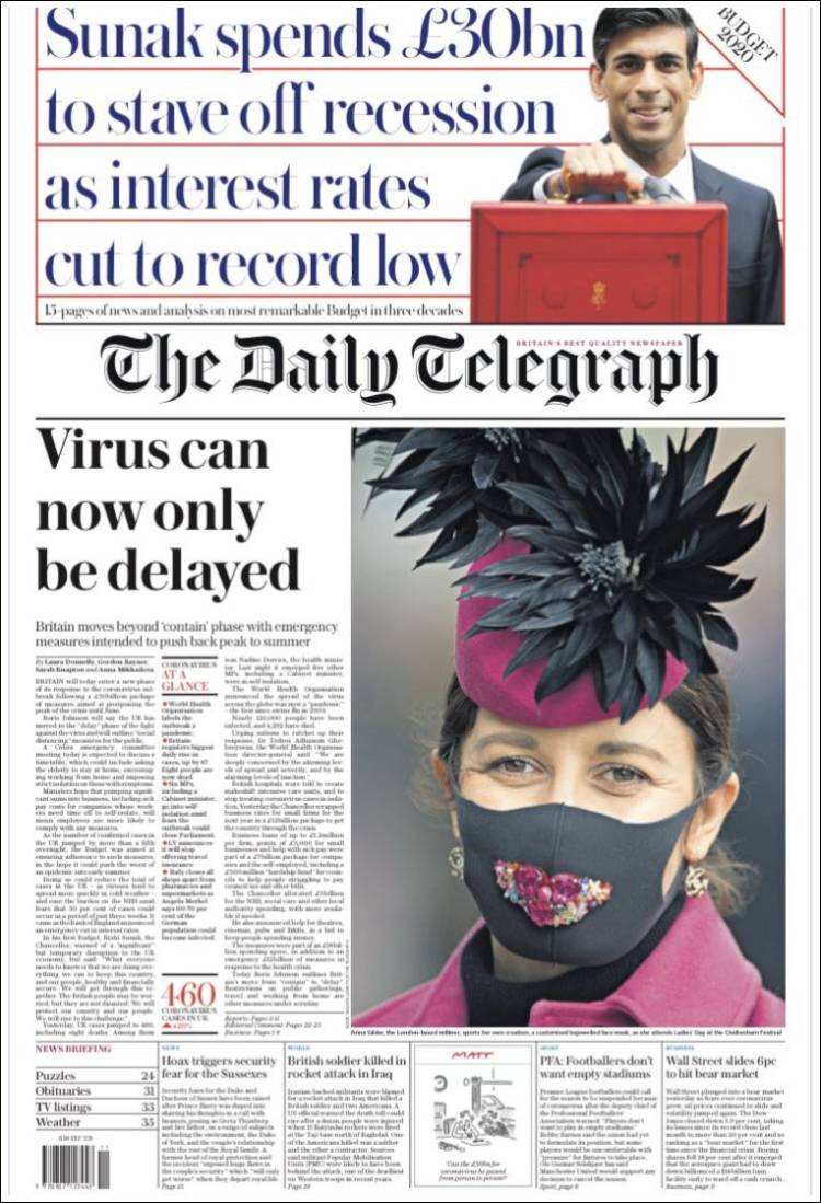 Portada de Daily Telegraph (Reino Unido)