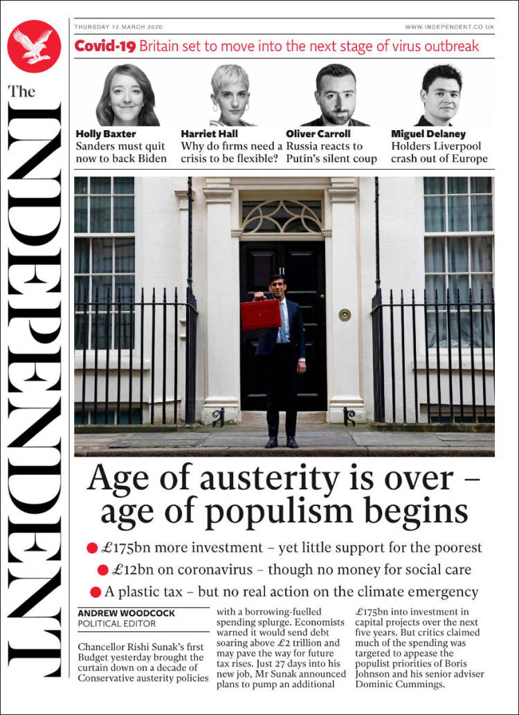Portada de The Independent (Reino Unido)