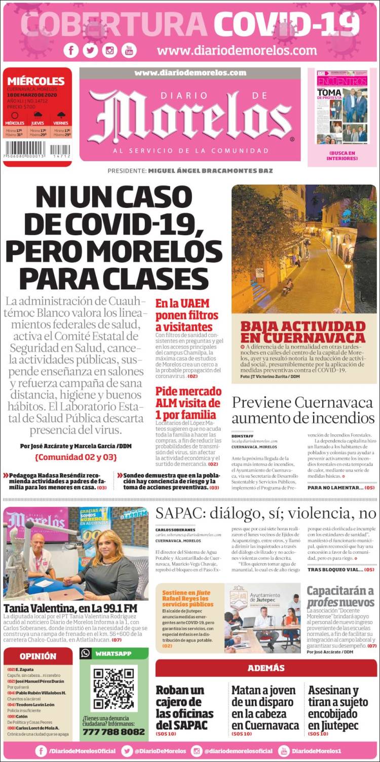 Portada de Diario de Morelos (México)