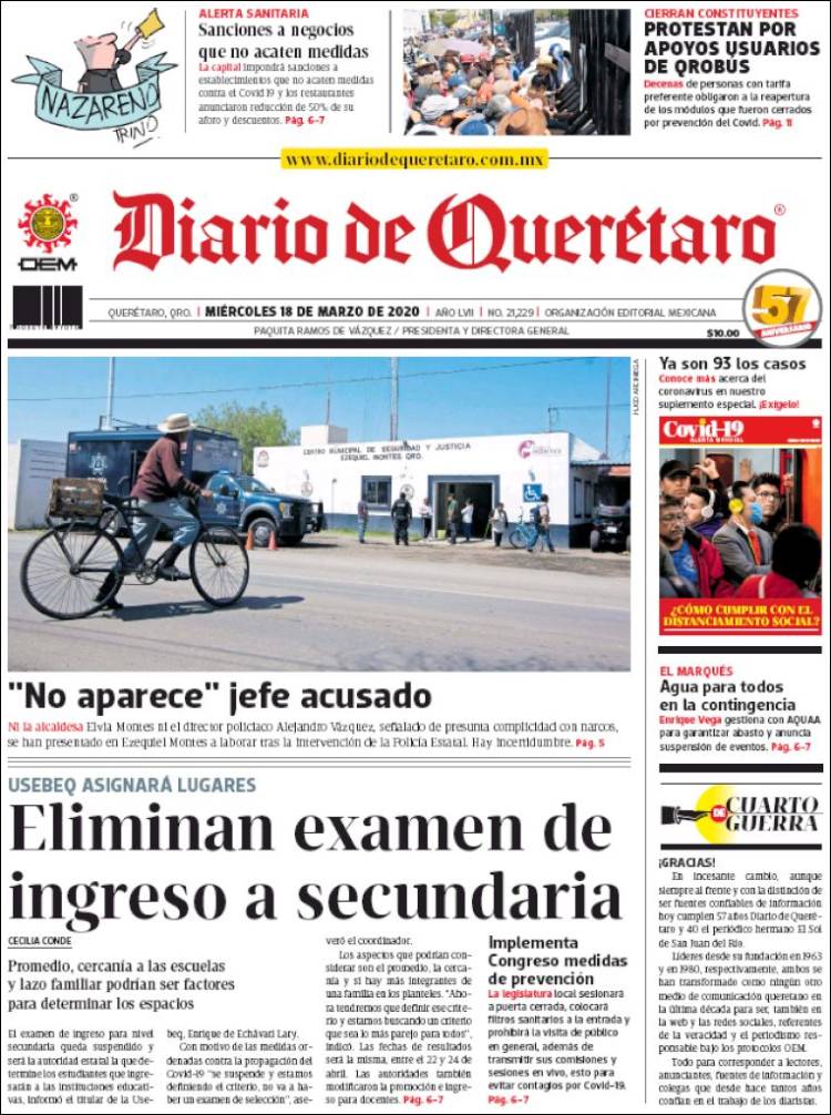 Portada de Diario de Querétaro (México)