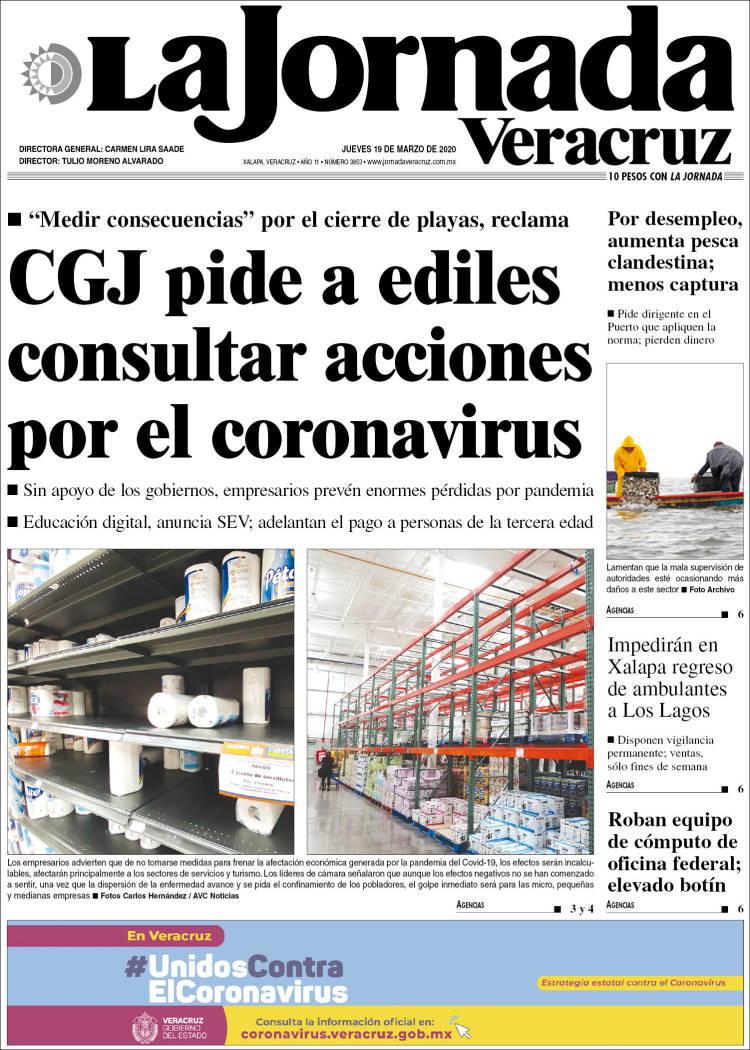 Portada de La Jornada Veracruz (México)