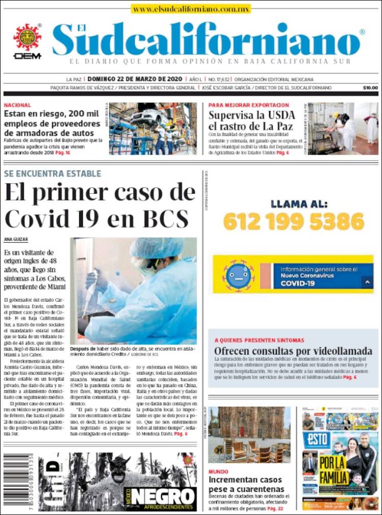 Portada de El Sudcaliforniano (México)