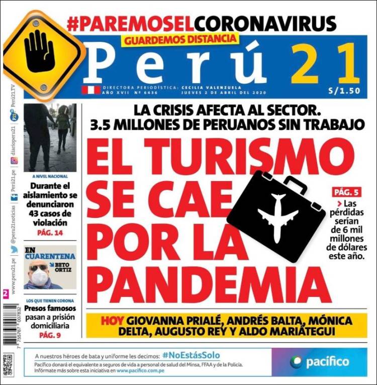 Periódico Perú 21 (Perú). Periódicos de Perú. Toda la prensa de hoy