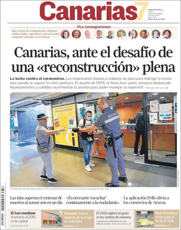 Periódico Canarias 7 (España). Periódicos De España. Edición De Martes ...