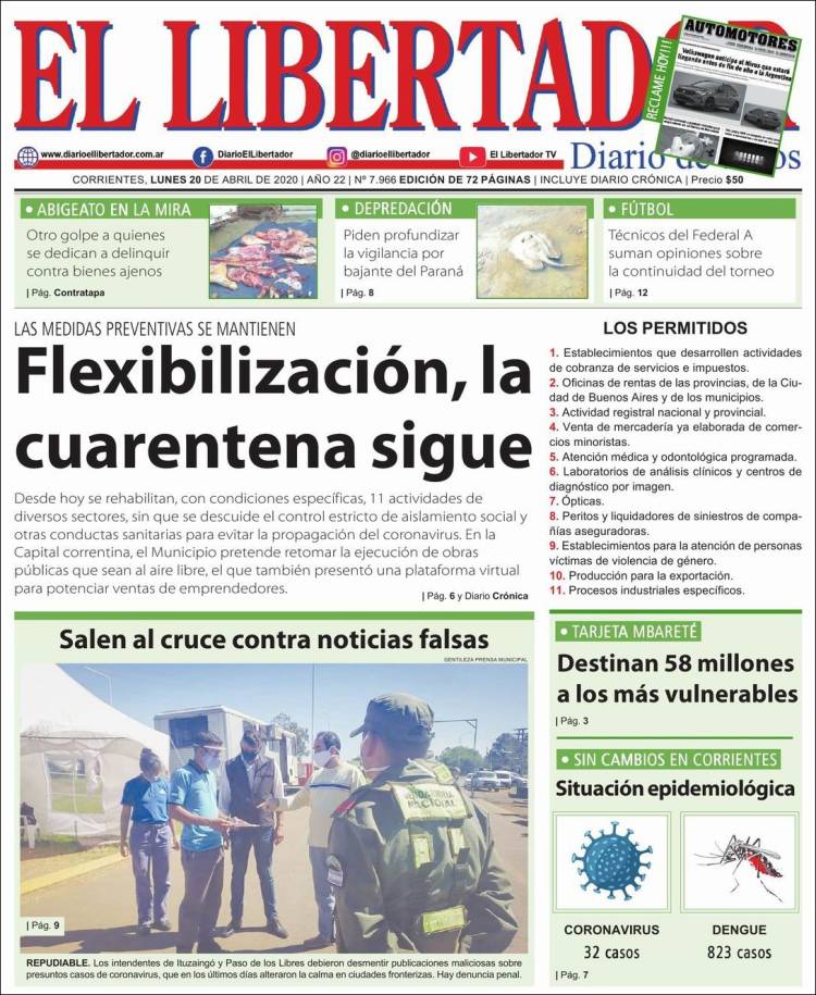 Portada de Diario El Libertador (Argentina)