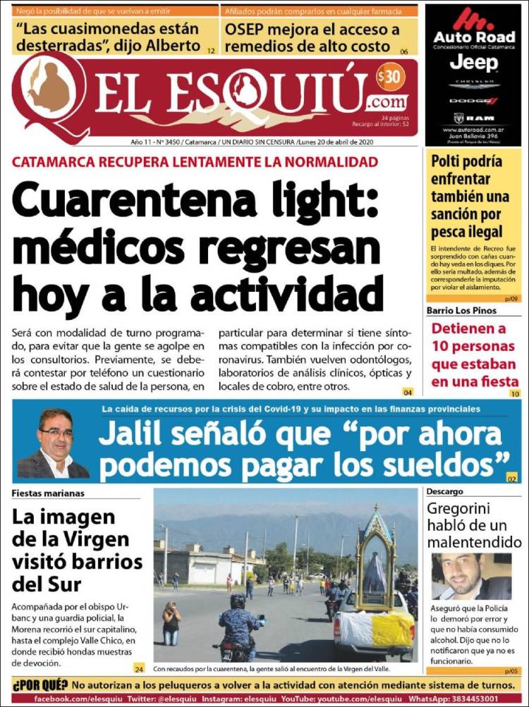 Portada de El Esquiu (Argentina)