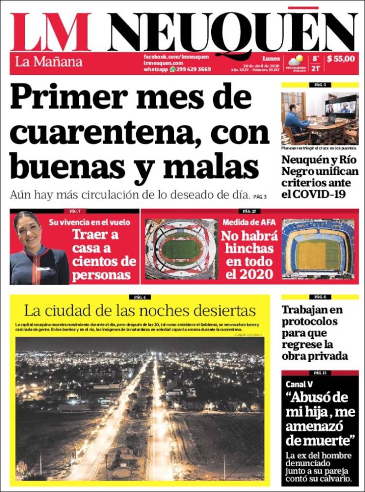 Portada de La Mañanade Neuquén (Argentina)