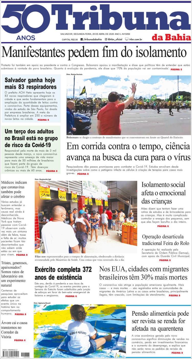 Portada de Tribuna da Bahia (Brasil)