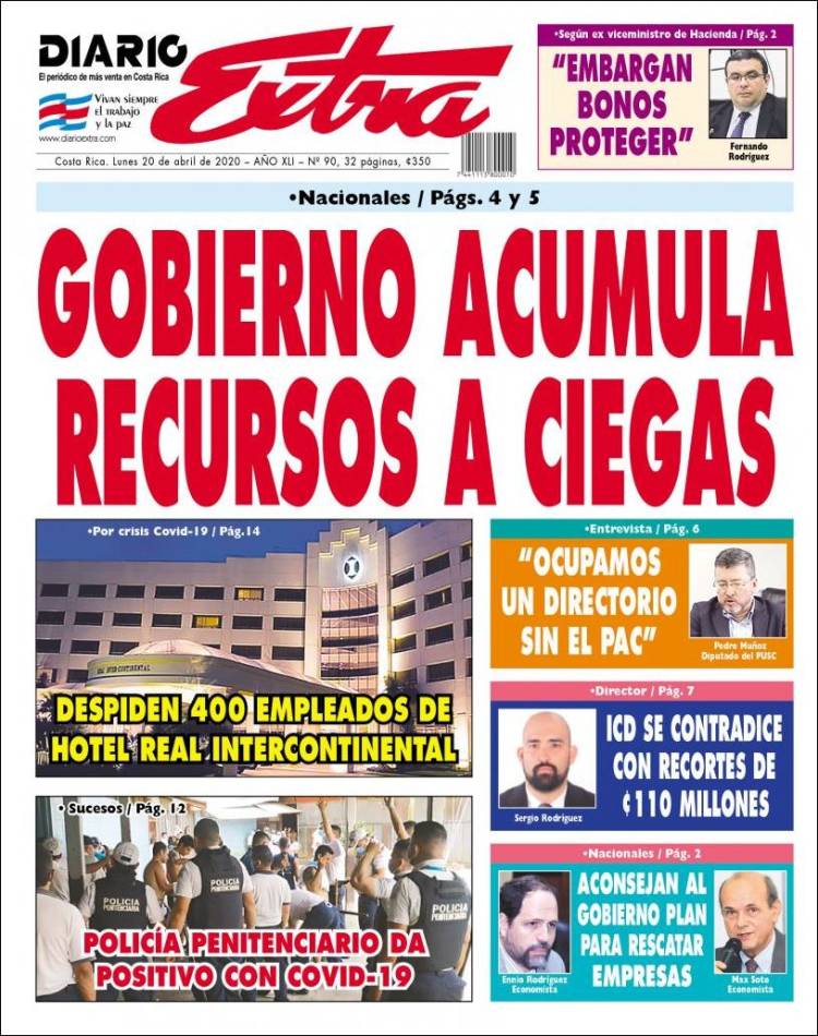 Portada de Diario Extra (Costa Rica)