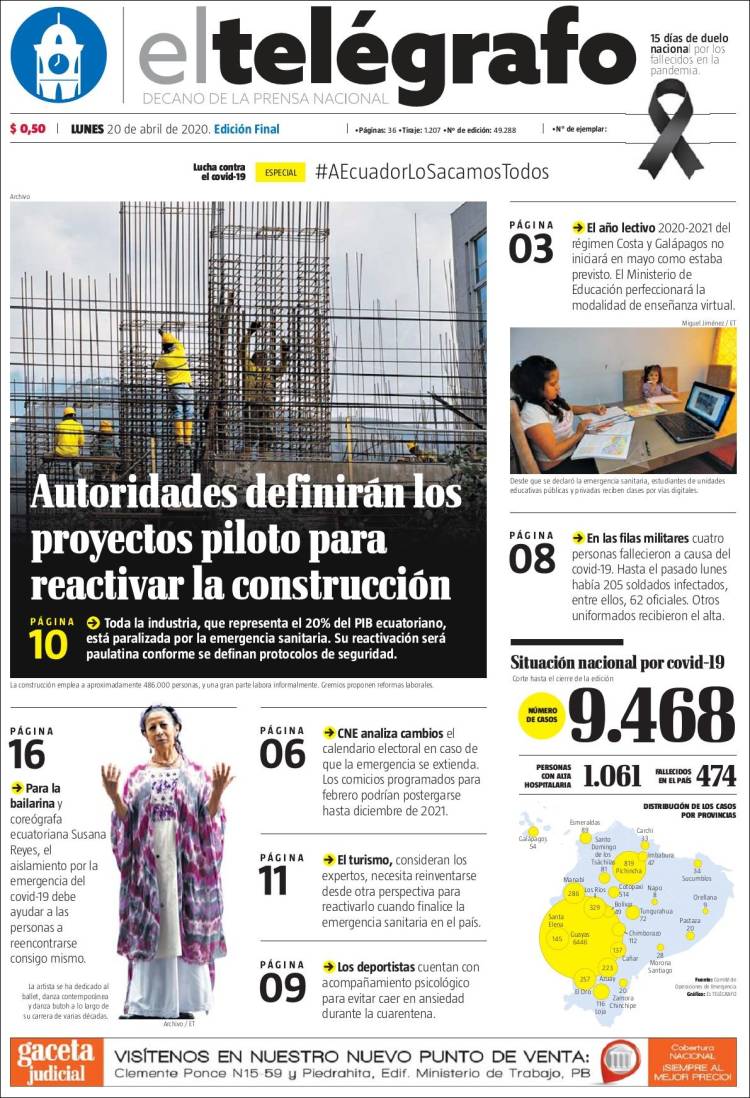 Portada de El Telégrafo (Ecuador)