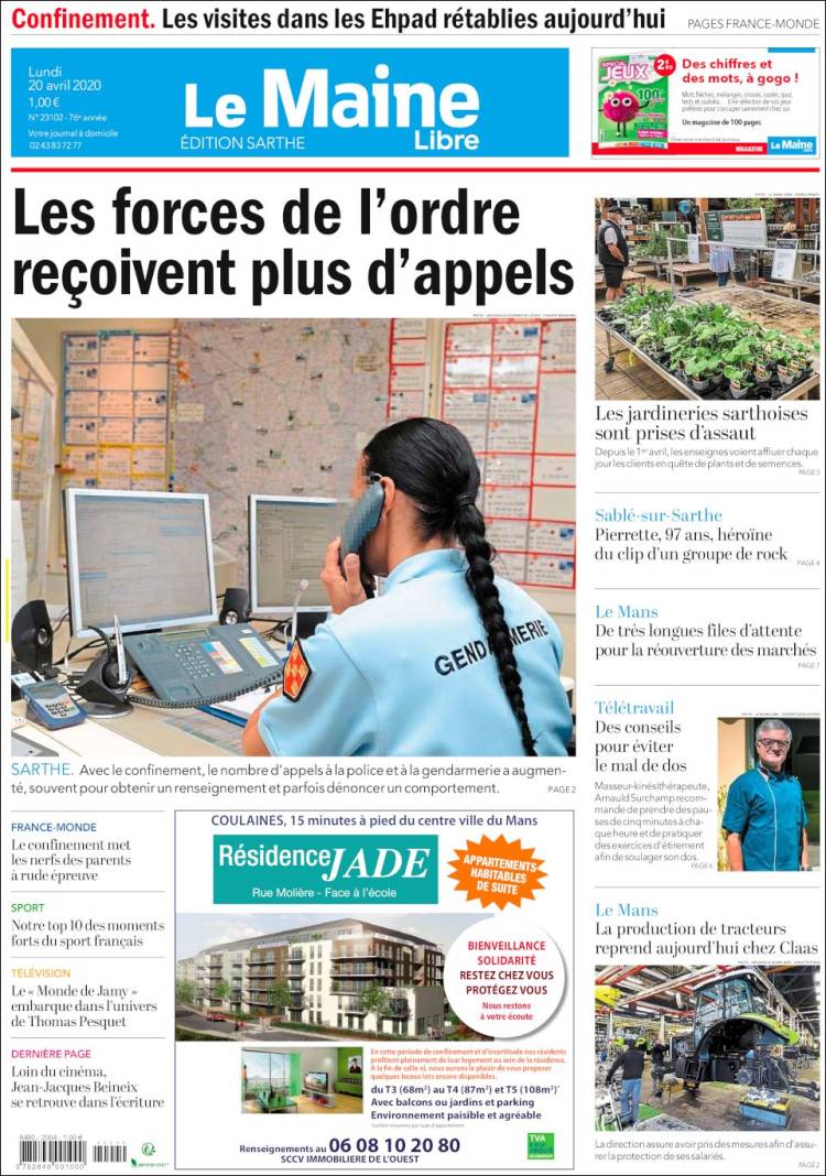 Portada de Le Maine Libre (Francia)
