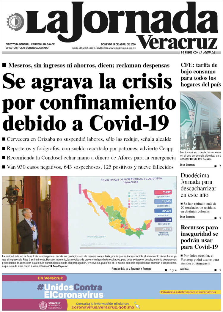 Portada de La Jornada Veracruz (México)