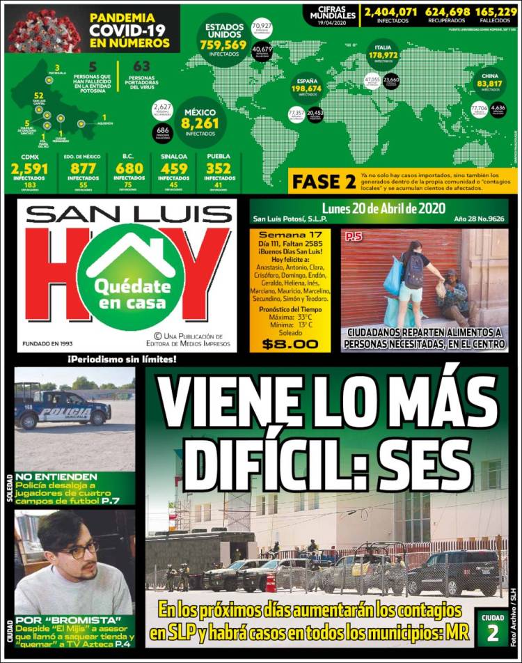 Portada de San Luis Hoy (México)