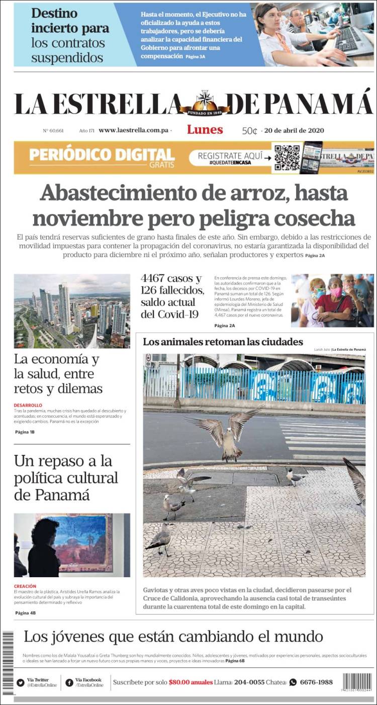 Portada de La Estrella de Panamá (Panamá)