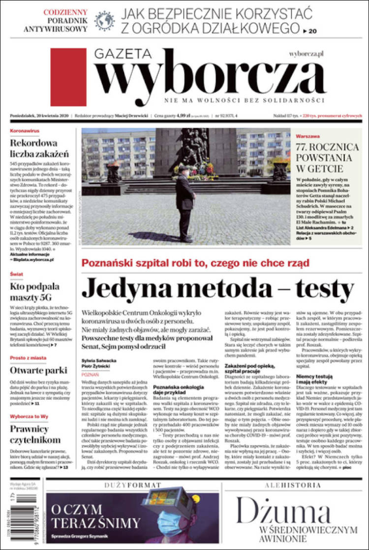 Portada de Gazeta Wyborcza (Polonia)