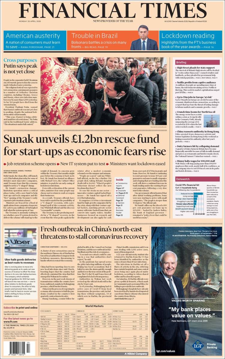 Portada de Financial Times (Reino Unido)