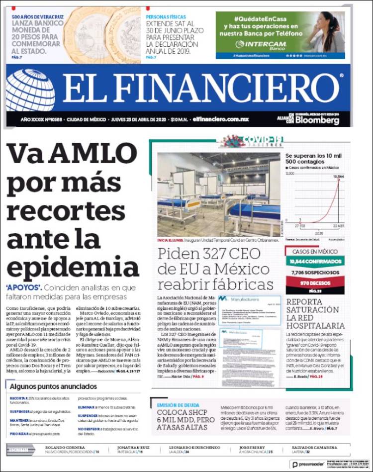 Periódico El Financiero México Periódicos De México Toda La Prensa De Hoy