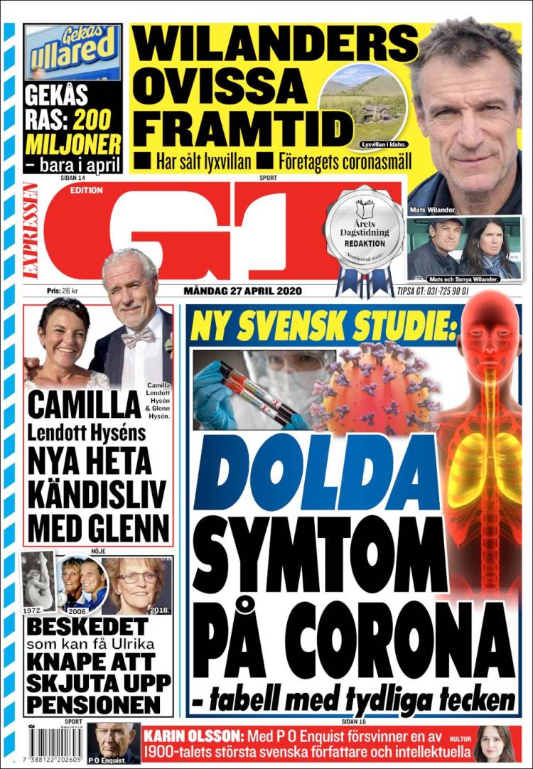Portada de Göteborgstidningen (Sweden)