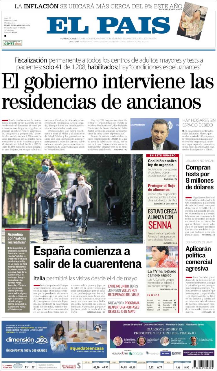 Portada de El País (Uruguay)