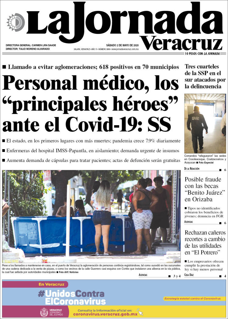 Portada de La Jornada Veracruz (México)