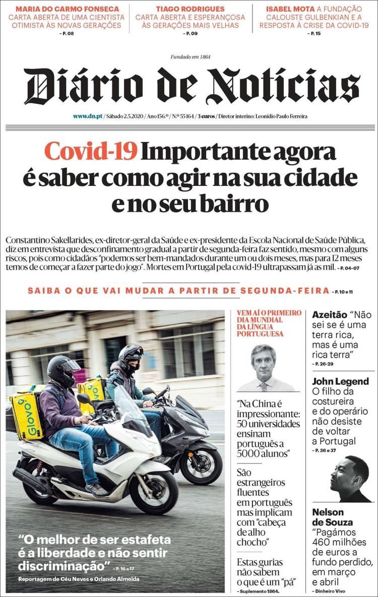 Portada de Diário de Noticias (Portugal)