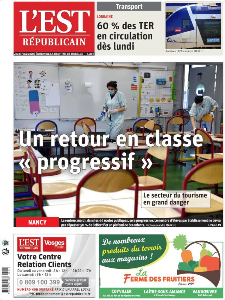 Portada de L'Est Republicain (Francia)