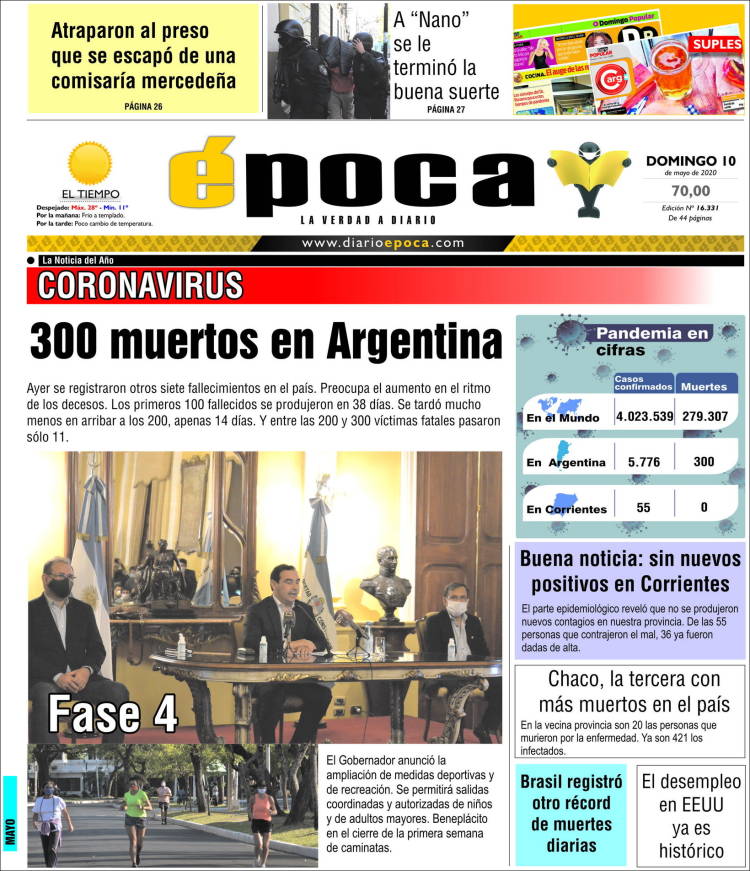 Portada de Diario Época (Argentina)