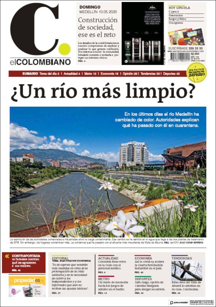 Portada de El Colombiano (Colombia)
