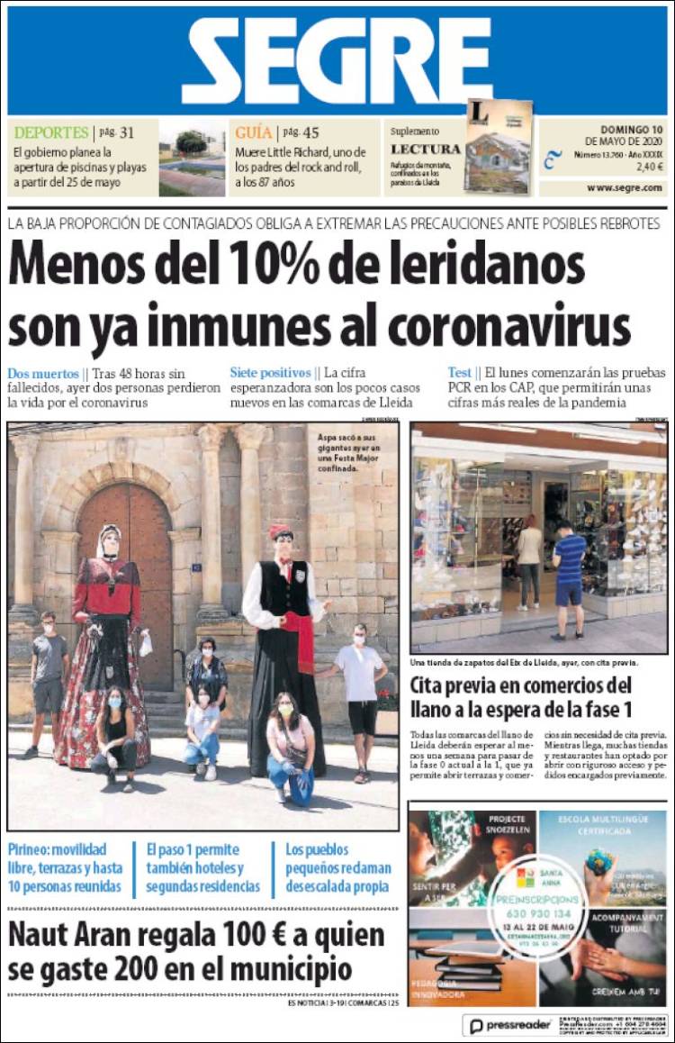 Portada de Segre (España)