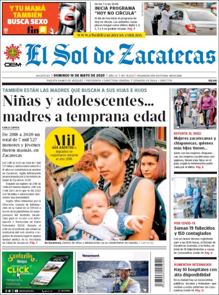 Portada de El Sol de Zacatecas (México)