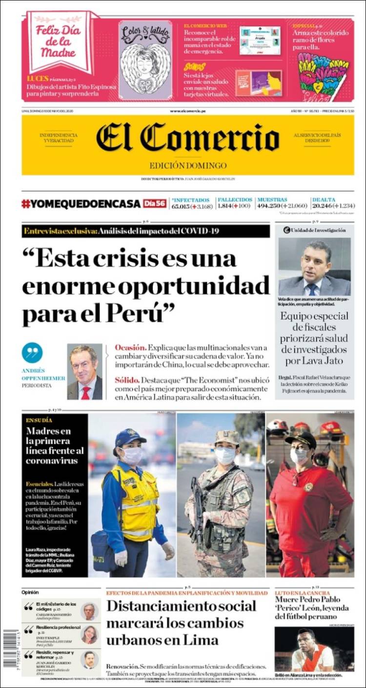 Portada de El Comercio (Pérou)