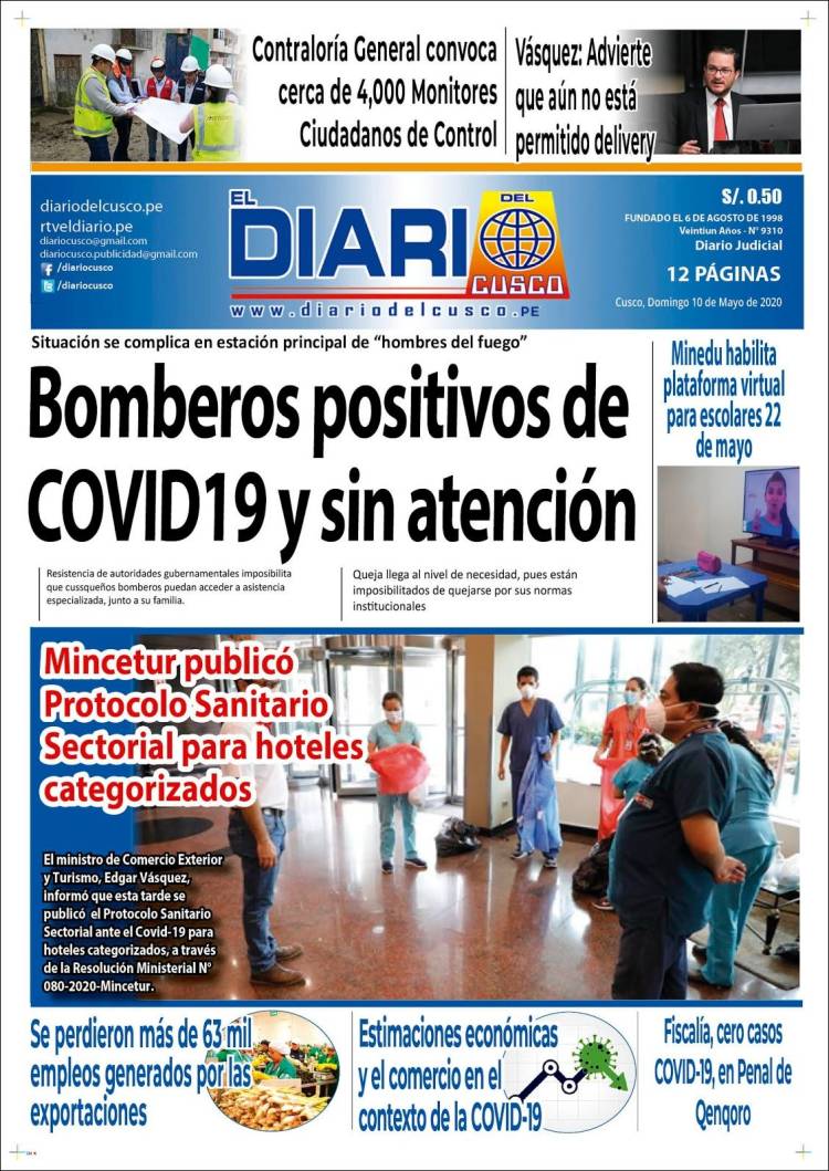 Portada de El Diario del Cusco (Pérou)