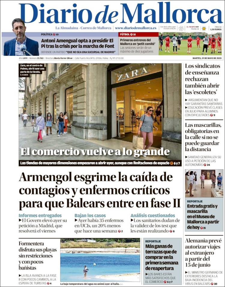 Portada de Diario de Mallorca (España)