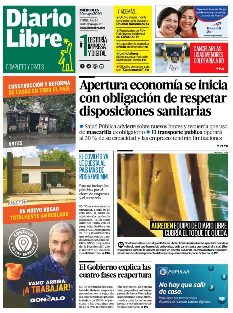 Periódico Diario Libre (R. Dominicana). Periódicos de R. Dominicana