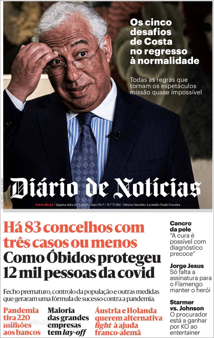 Portada de Diário de Noticias (Portugal)