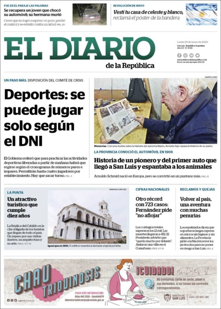 Portada de Diario de la República (Argentina)